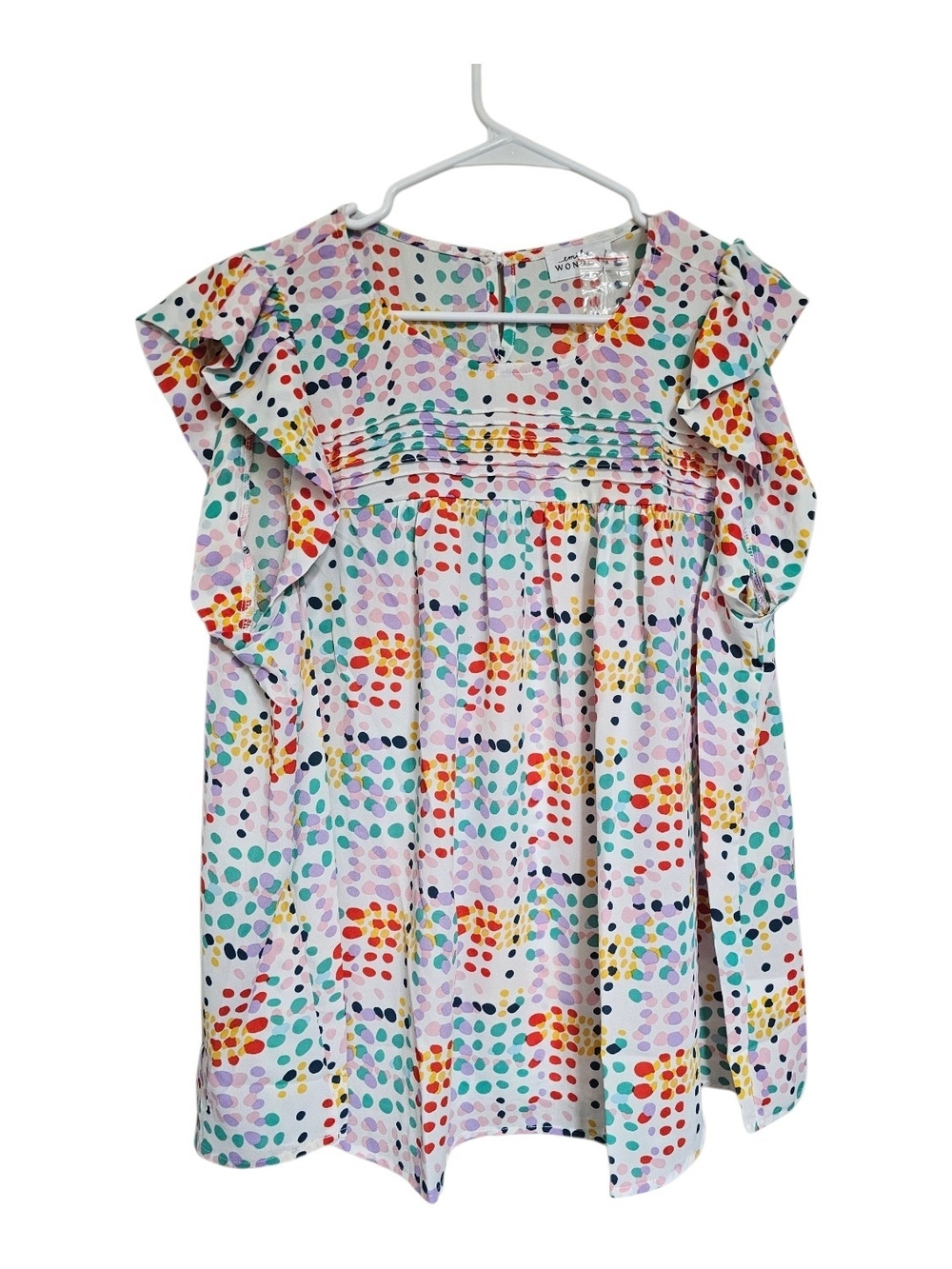 Emily Wonder Colorful Dot Flutter Sleeve Blouse - Picture 2 of 5